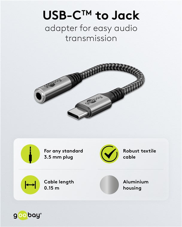 Goobay Adapter USB-C to Jack, USB-C į 3.5 mm ausinių AUX adapteris