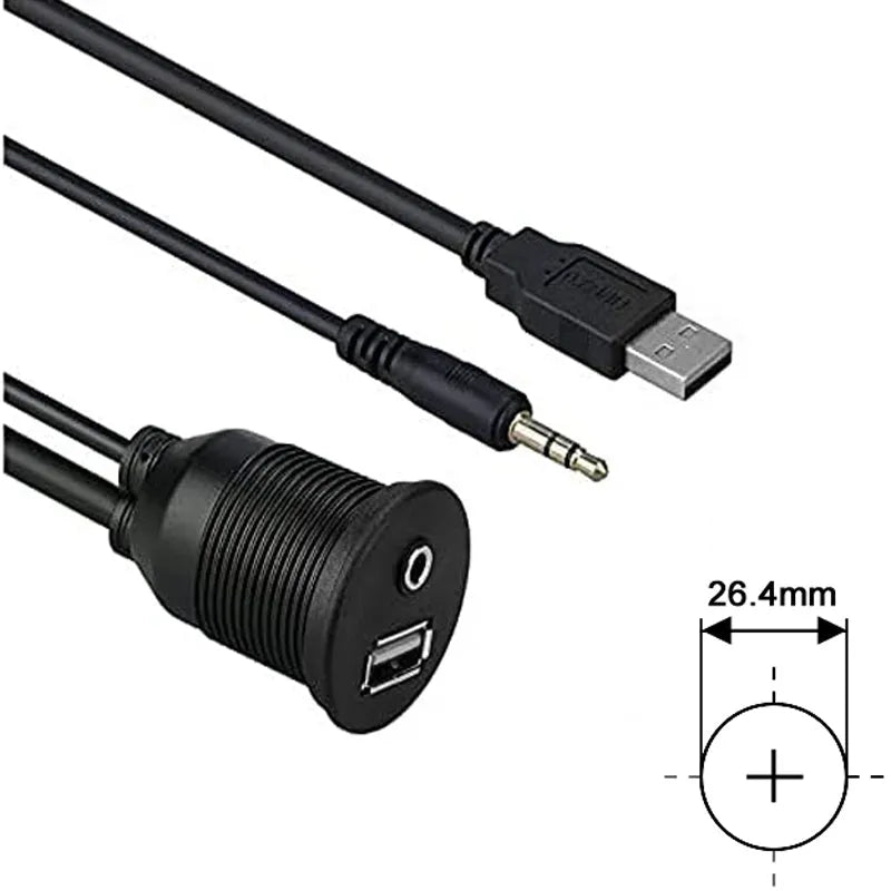 Ampire XUX060, USB-A + AUX įmontuotas lizdas