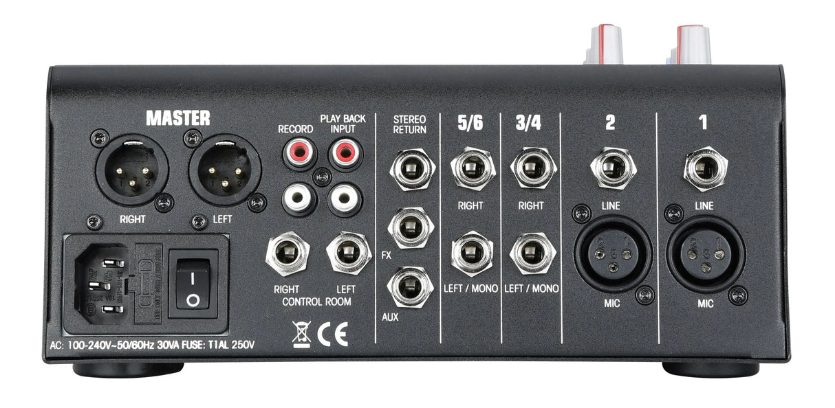 Audiophony MPX6, 6 kanalų mikšerinis pultas su kompresoriumi, efektais ir USB,SD,BT