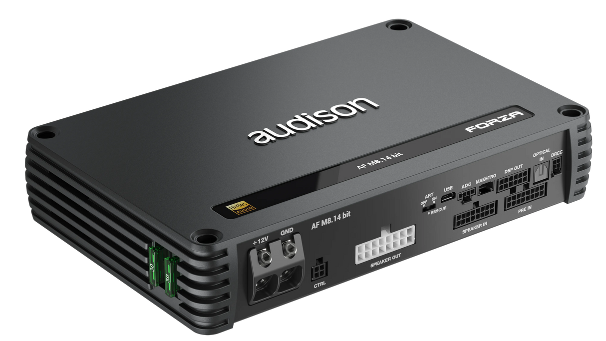 Audison AF M8.14 bit, 8x140W aukštos klasės DSP stiprintuvas