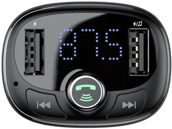 Automobilinis įkroviklis FM siųstuvas „Aux“ moduliatorius „Bluetooth“ laisvų rankų įranga Baseus S09 T-Type Dual USB