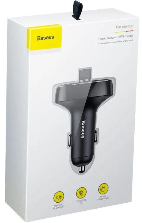 Automobilinis įkroviklis FM siųstuvas „Aux“ moduliatorius „Bluetooth“ laisvų rankų įranga Baseus S09 T-Type Dual USB