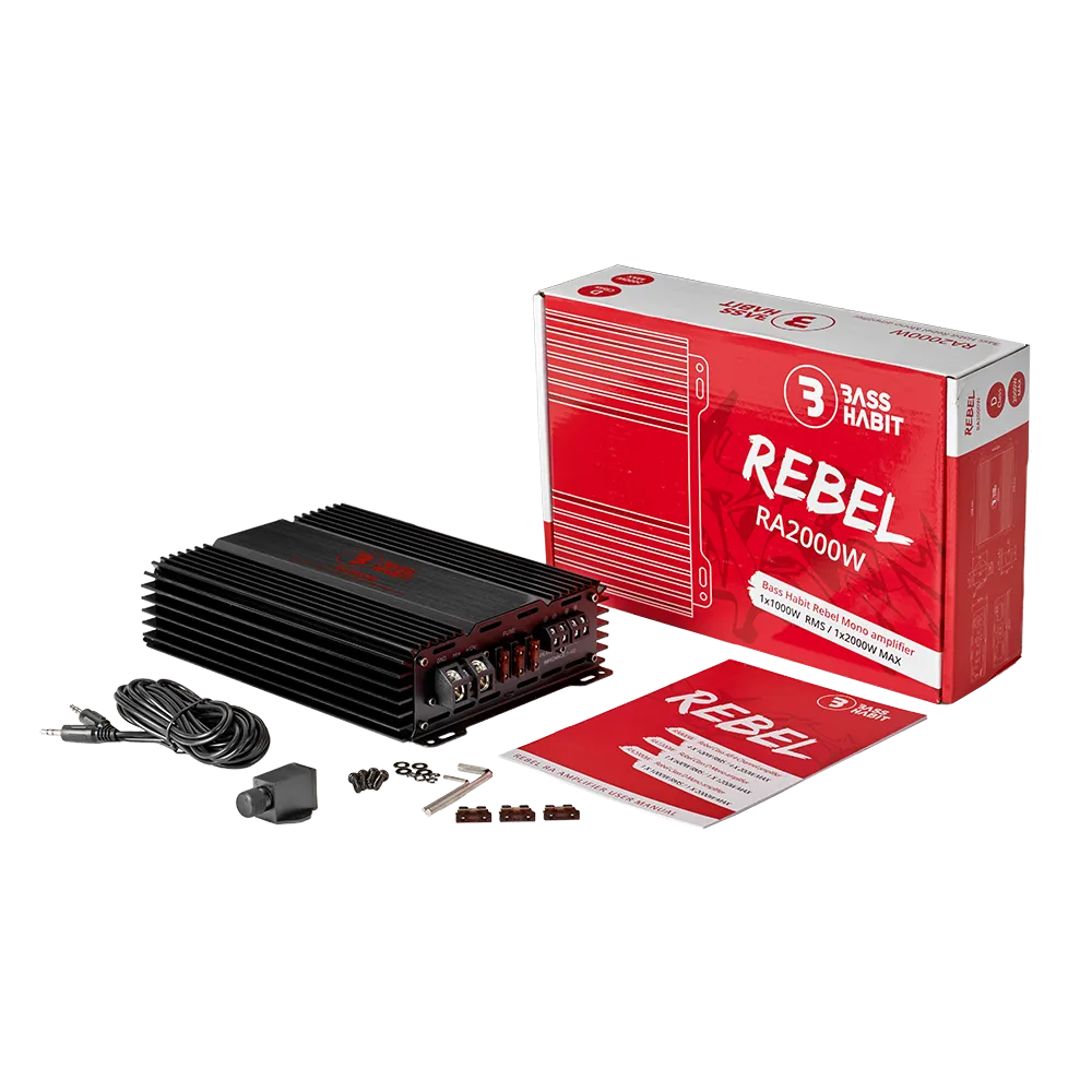 Bass Habit Rebel RA2000W, mono automobilinis garso stiprintuvas 1000W