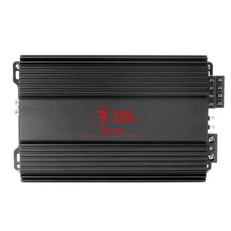 Bass Habit Rebel RA800W, 4-rių kanalų automobilinis garso stiprintuvas 4x100W