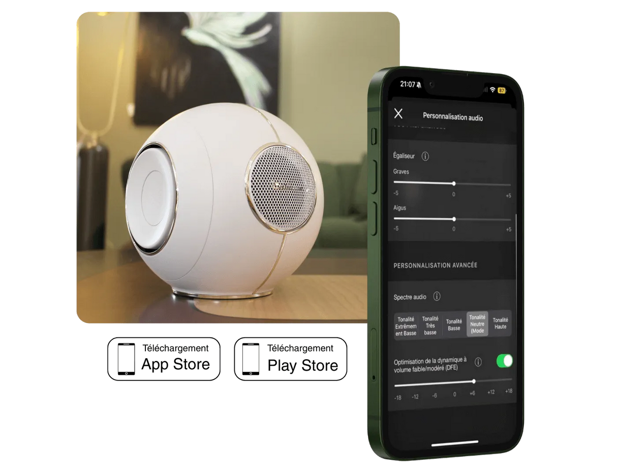 Cabasse The Pearl, belaidė aktyvi garso kolonėlė su įmontuotu tinklo grotuvu