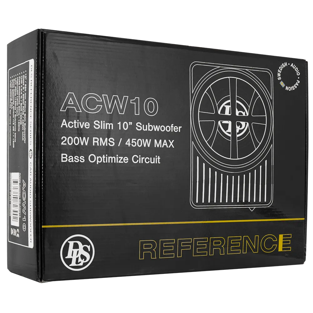 DLS ACW10, aktyvi žemų dažnių kolonėlė automobiliui 450W