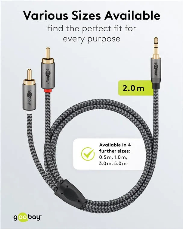Goobay Audio Adapter Cable AUX, 3.5 mm į 2x RCA garso kabelis, 2 m