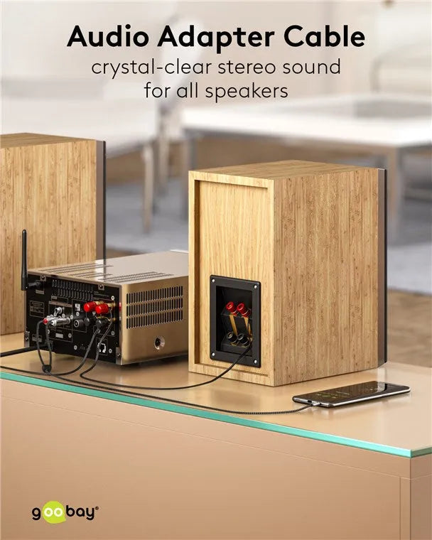 Goobay Audio Adapter Cable AUX, 3.5 mm į 2x RCA garso kabelis, 2 m