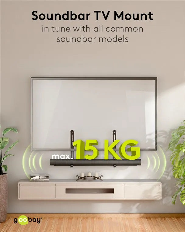 Goobay Universal Soundbar Mount, TV sieninis laikiklis iki 15 kg
