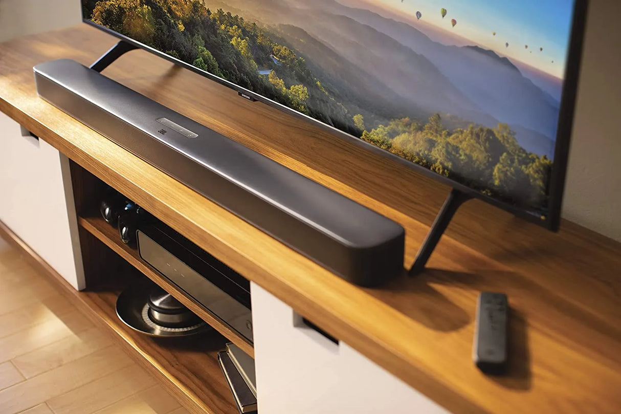 JBL BAR 2.1 Deep Bass soundbaras ir žemų dažnių garsiakalbis, HDMI Bluetooth