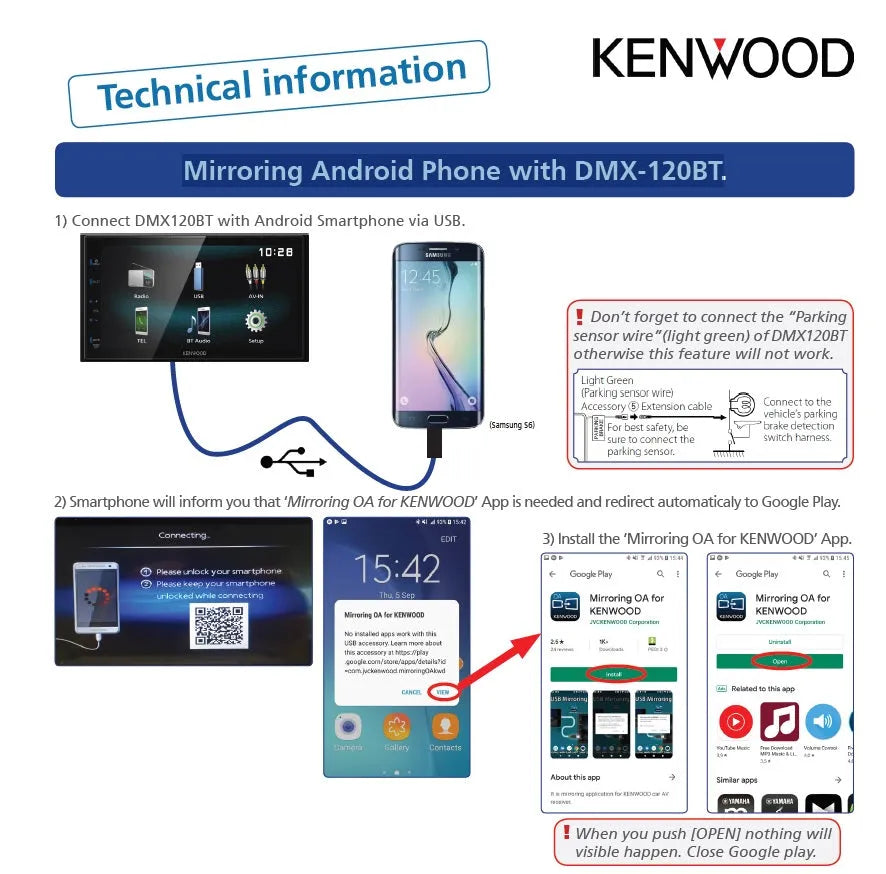 Kenwood DMX-120BT, 6.8" multimedija su USB, Bluetooth