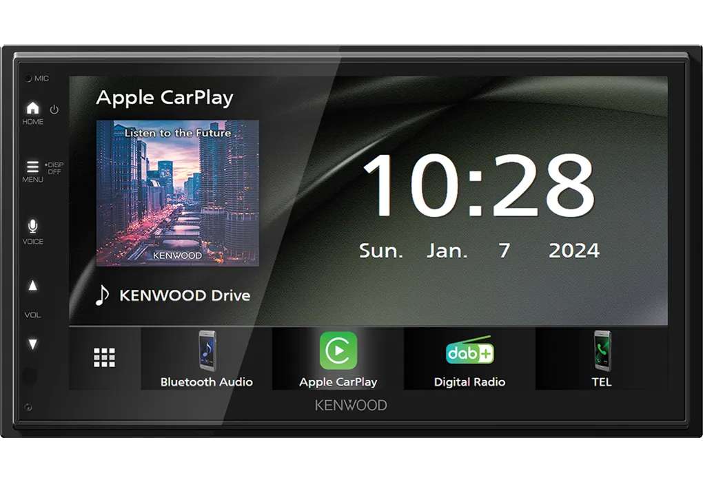 Kenwood DMX-6523DABS, 6.8" multimedija su belaidžiu Apple CarPlay, Android Auto ir DAB+
