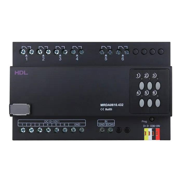 Šviestuvų valdiklis HDL-MRDA0610.432, 6x10A 0-10V