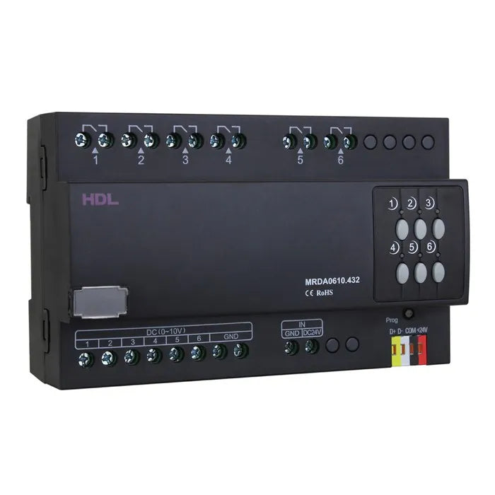 Šviestuvų valdiklis HDL-MRDA0610.432, 6x10A 0-10V
