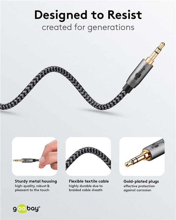 Goobay Plus Audio Connection Cable, 3,5 mm AUX stereo kabelis, 0.5 m