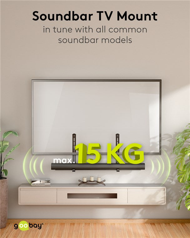 Goobay Universal Soundbar Mount, TV sieninis laikiklis iki 15 kg