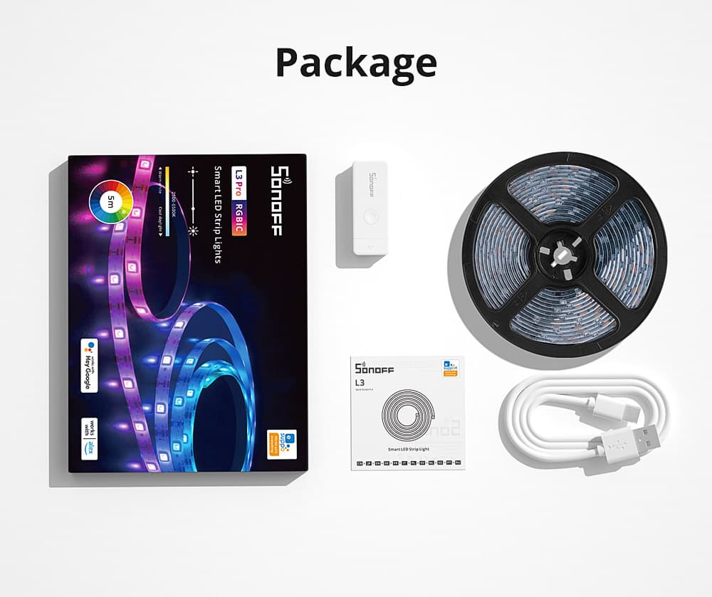 SONOFF L3 Pro RGBIC, (5.0m) išmani LED juosta- pakuotėje