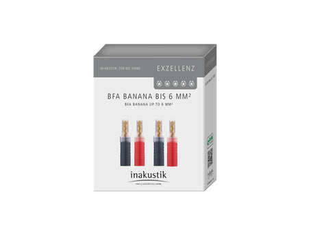 Paauksuotos kolonėlių jungtys In-Akustik BFA Banana (4 vnt) Priedai In-Akustik AUTOGARSAS.LT