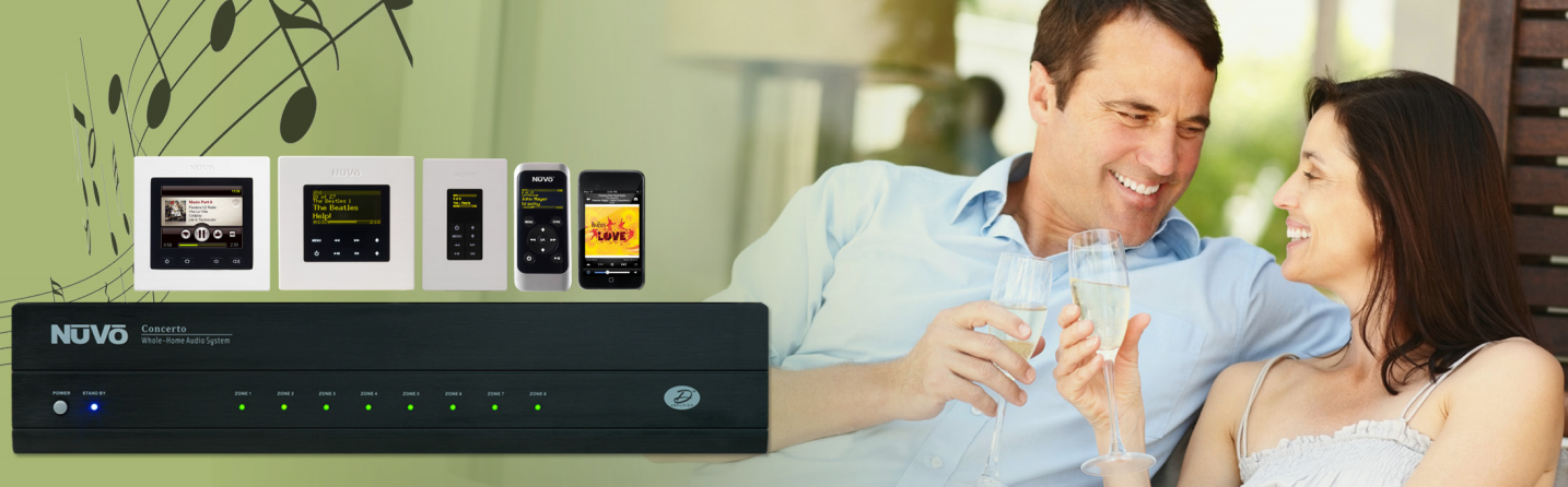 Sistema su stiprintuvu 8 zonoms įgarsinti NuVo Grand Concerto Stiprintuvai NuVo AUTOGARSAS.LT