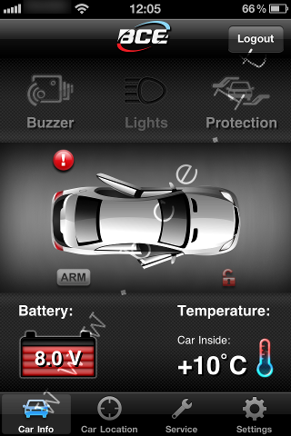 Apsaugos sistema CAR IN PHONE Signalizacijos BCE AUTOGARSAS.LT