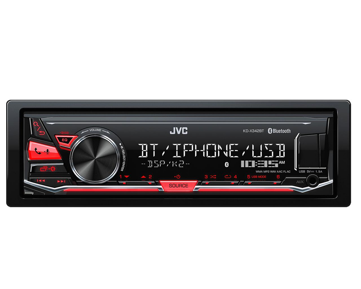Magnetola automobiliui JVC KD-X342BT, MP3, USB, AUX, BLUETOOTH Magnetolos JVC AUTOGARSAS.LT
