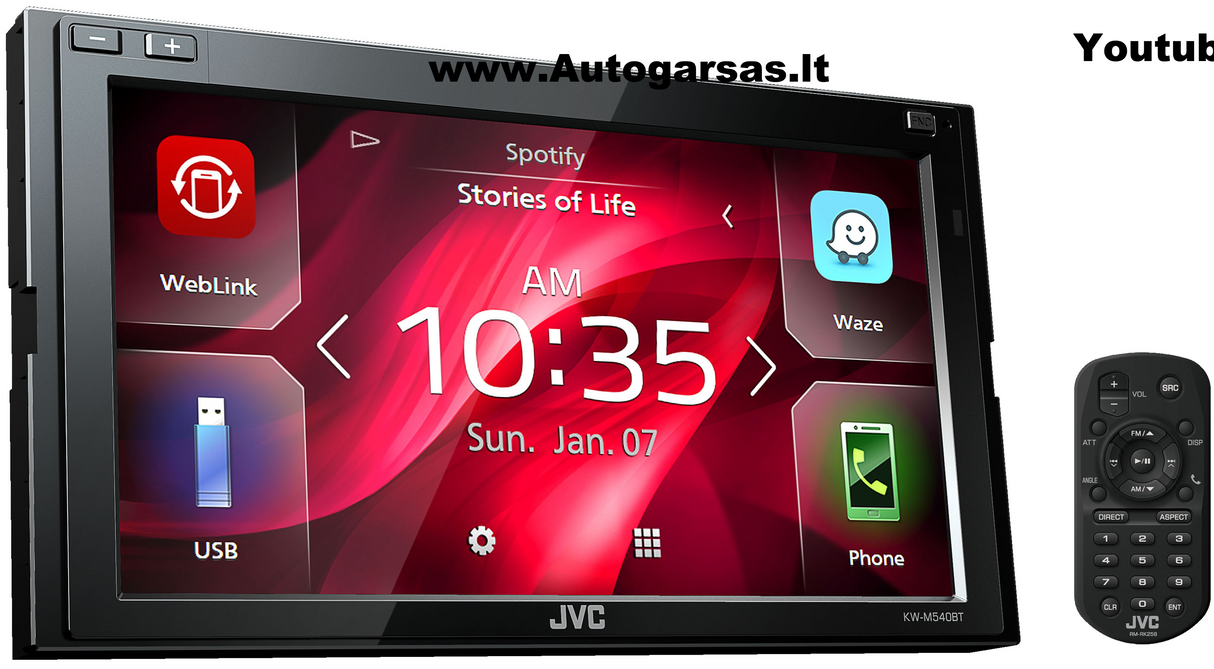 NAUJIENA! Multimedija automobiliui JVC KW-M540BT, Naujoviškas standartas Weblink, Youtube, Waze, Spotify, USB, BLUETOOTH Multimedija JVC AUTOGARSAS.LT