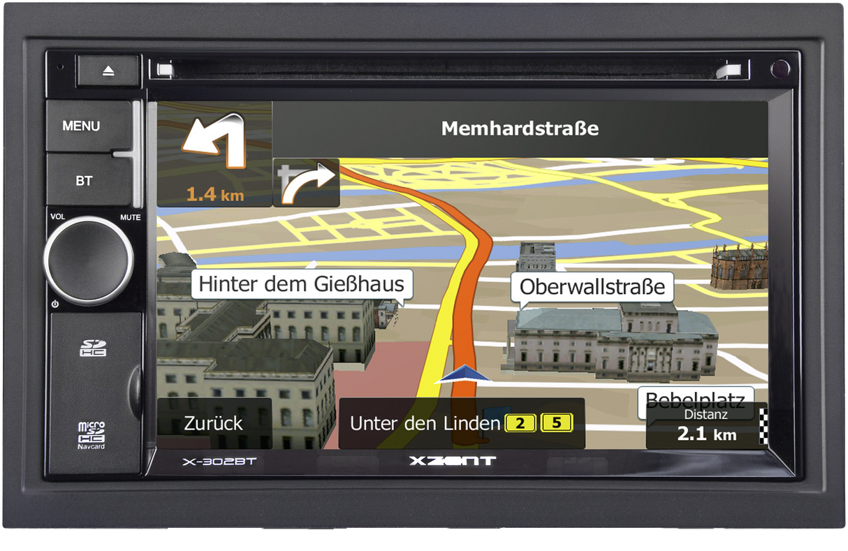 Multimedija automobiliui Xzent X-302BT MK2, 2-DIN, CD/DVD, USB, SD, HDMI, BLUETOOTH bei GPS navigacija Multimedija Xzent AUTOGARSAS.LT