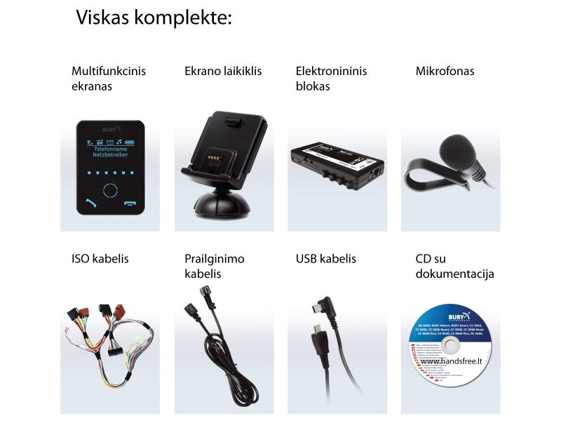 Laisvų rankų įranga Bury CC 9058 Komforto įranga Bury AUTOGARSAS.LT