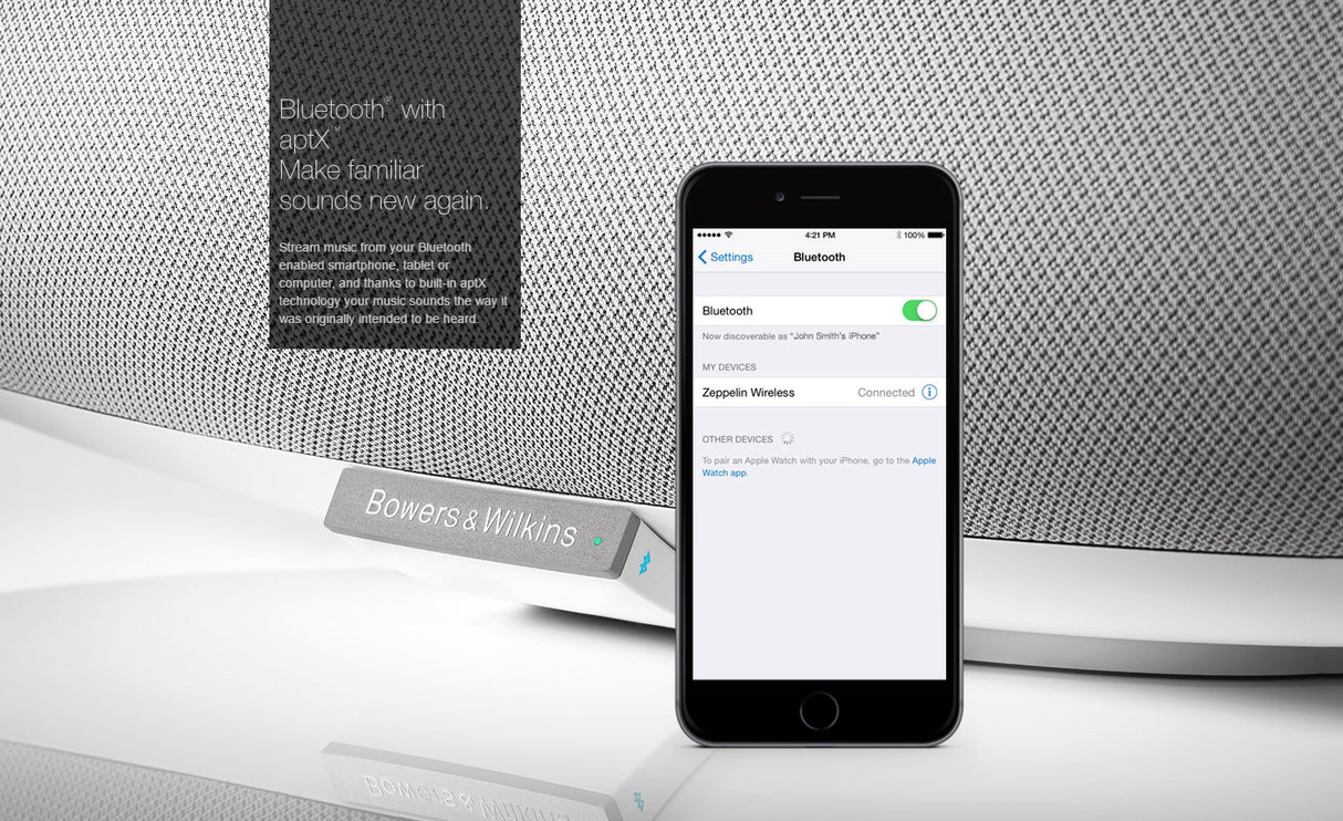 Belaidė garso kolonėlė Bowers & Wilkins Zeppelin Wireless su Bluetooth Bevieliai grotuvai Bowers & Wilkins AUTOGARSAS.LT