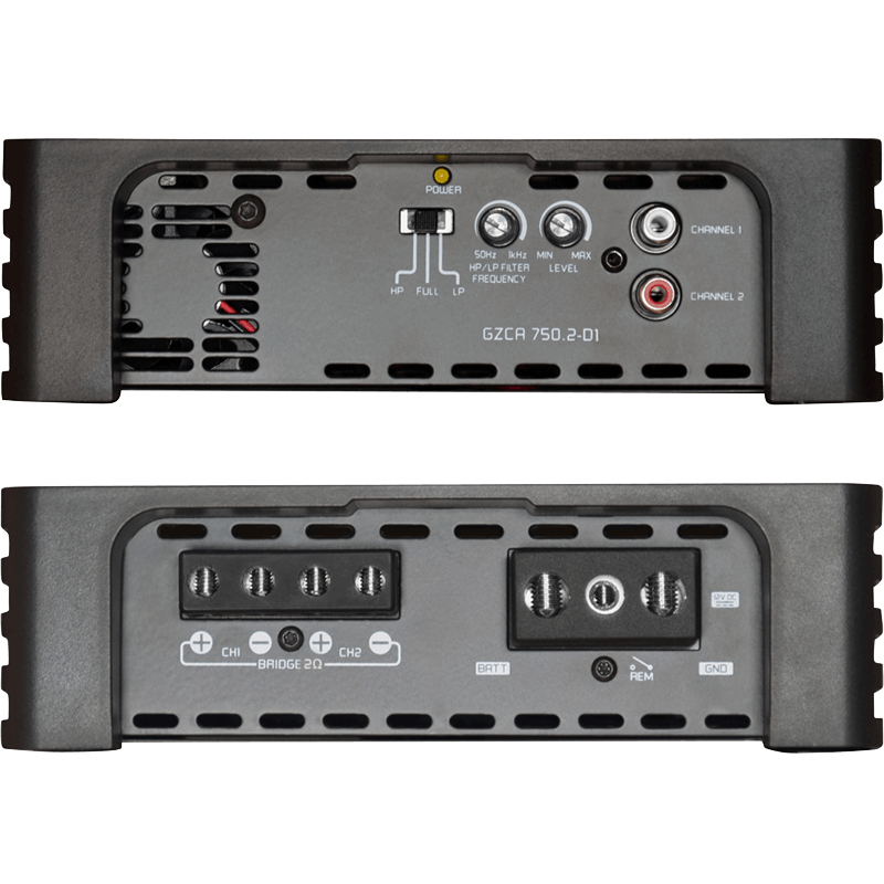 2 kanalų D klasės garso stiprintuvas Ground Zero GZCA 750.2-D1 SPL, 1500W Stiprintuvai Ground Zero AUTOGARSAS.LT