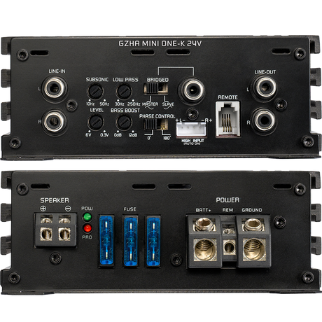 Ground Zero GZHA MINI ONE-K 24V, automobilinis garso stiprintuvas- jungtys