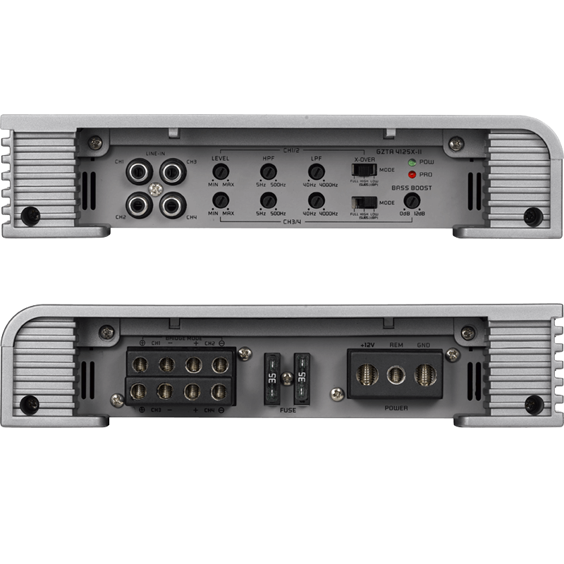 4 kanalų AB klasės garso stiprintuvas Ground Zero Titanium GZTA 4125X-II, 640W Stiprintuvai Ground Zero AUTOGARSAS.LT