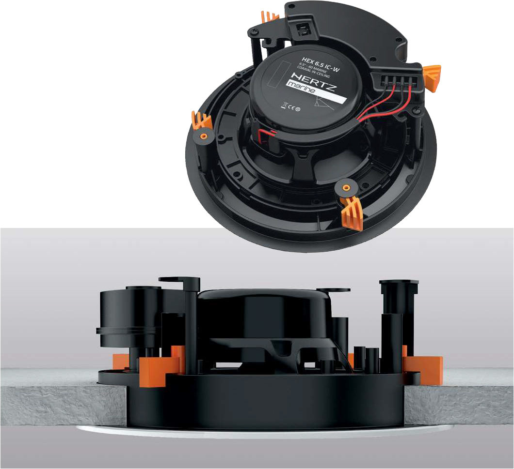 Hertz HEX 6.5 IC-W, vandens transportui skirtas lubinis koaksialinis garsiakalbis