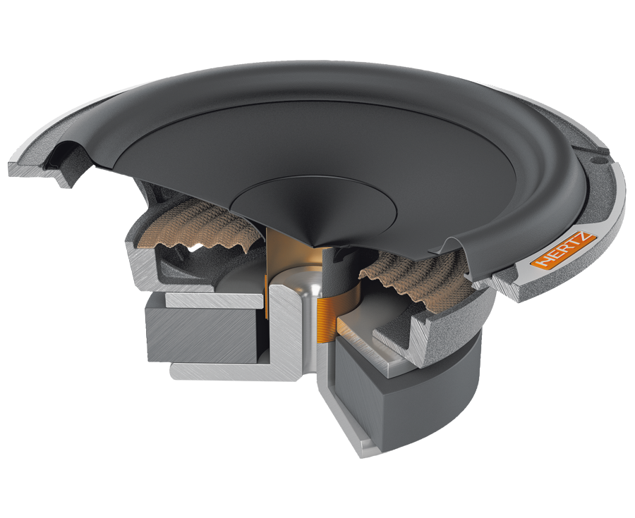 Hertz MP 165P.3 PRO, automobilinis žemų dažnių garsiakalbis- pjūvis