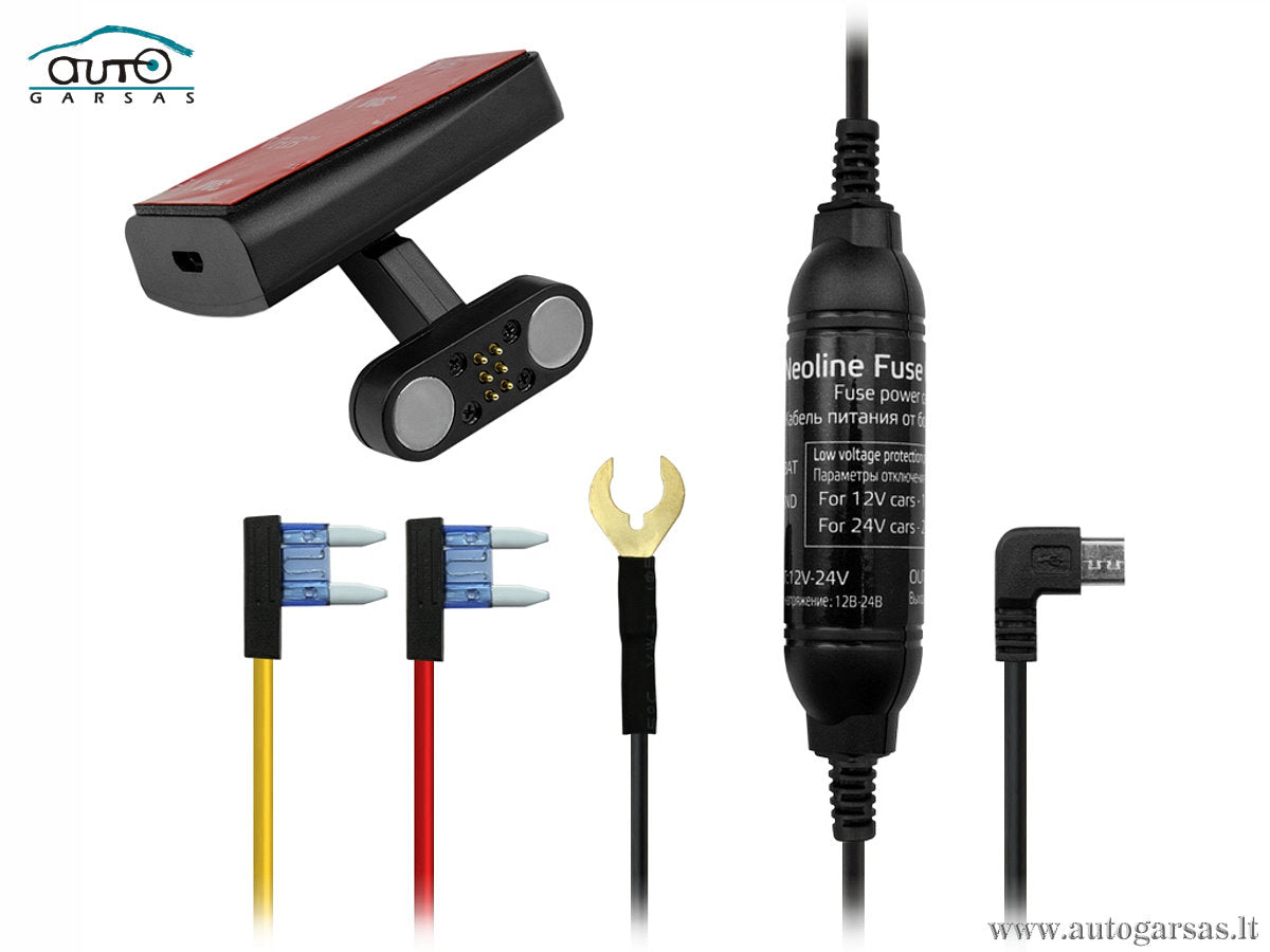 Maitinimo kabelis Neoline Fuse Cord X7 ir magnetinis laikiklis Vaizdo registratoriai - radarų detektoriai Neoline AUTOGARSAS.LT