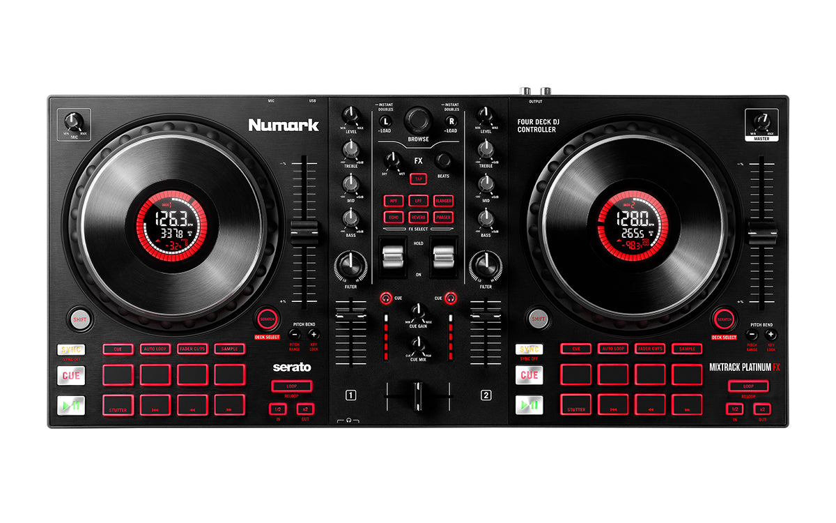 Numark Mixtrack Platinum FX, pažangus DJ valdiklis su "Jog Wheel" ekranais ir efektų valdikliais
