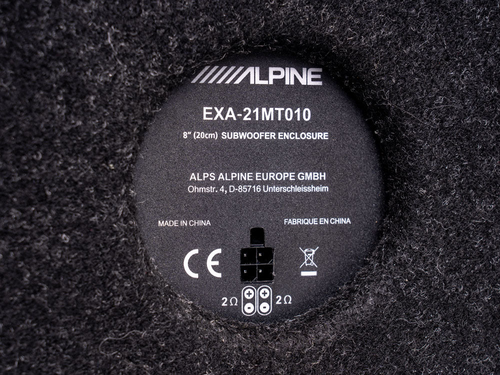 Alpine SWC-W84S907, automobilinė žemų dažnių garso kolonėlė- jungtis