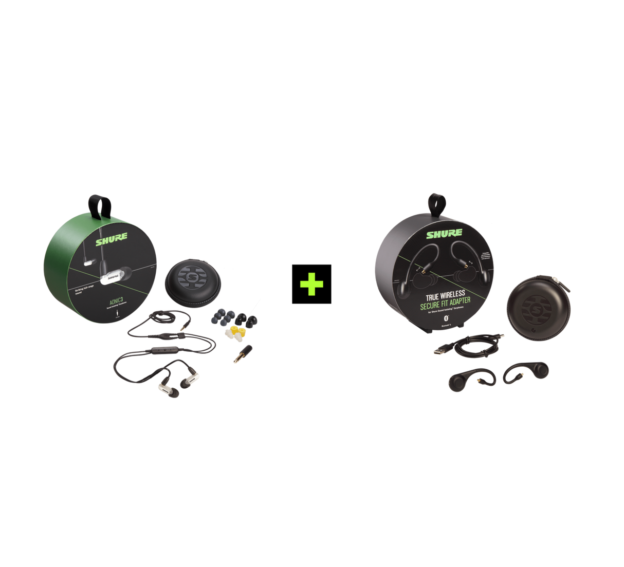 Shure AONIC 3 TRUE WIRELESS EARPHONE BUNDLE, Ausinių ir belaidžių ausinių adapterio rinkinys (įvairių spalvų)