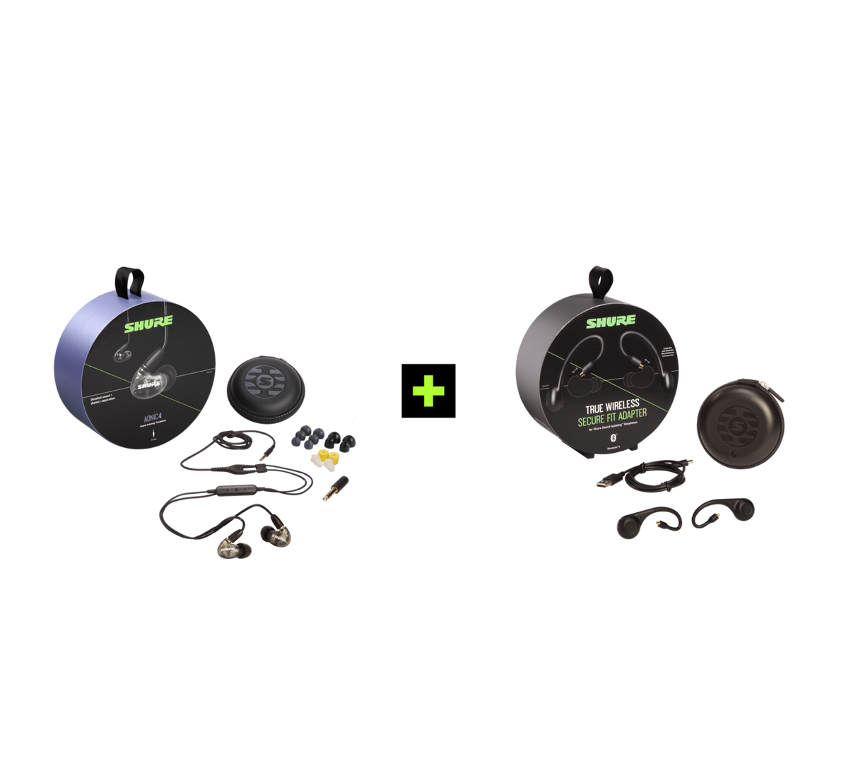 Shure AONIC 4 TRUE WIRELESS EARPHONE BUNDLE, Ausinių ir belaidžių ausinių adapterio rinkinys (įvairių spalvų)