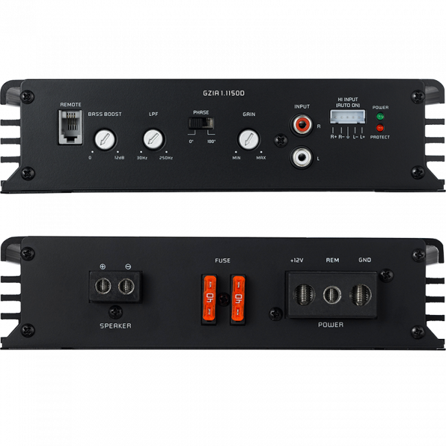 Ground Zero GZIA 1.1150D, automobilinis garso stiprintuvas- jungtys