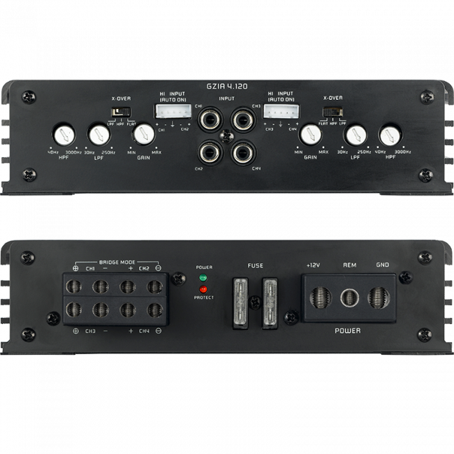 Ground Zero GZIA 4.120, automobilinis garso stiprintuvas- JUNGTYS