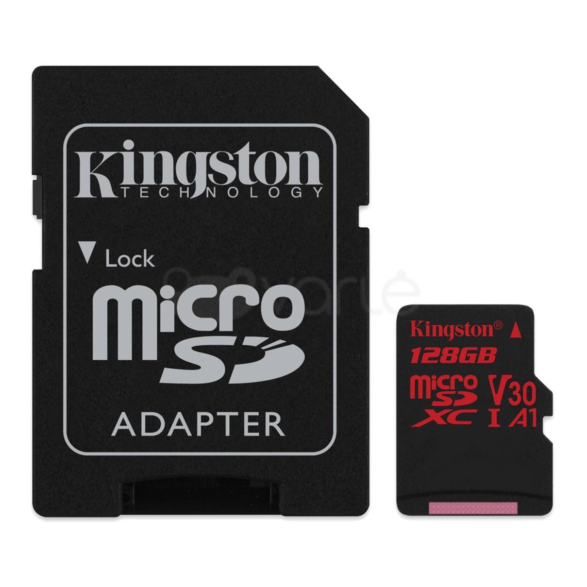 Atminties kortelė KINGSTON 128GB microSDXC Canvas React 100R/80W U3 USH-I V30 A1 Vaizdo registratoriai - radarų detektoriai Kingston AUTOGARSAS.LT