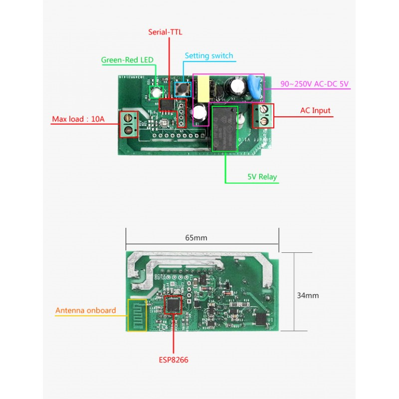 Wi-Fi valdoma relė (Sonoff) Išmanūs namai Sonoff AUTOGARSAS.LT