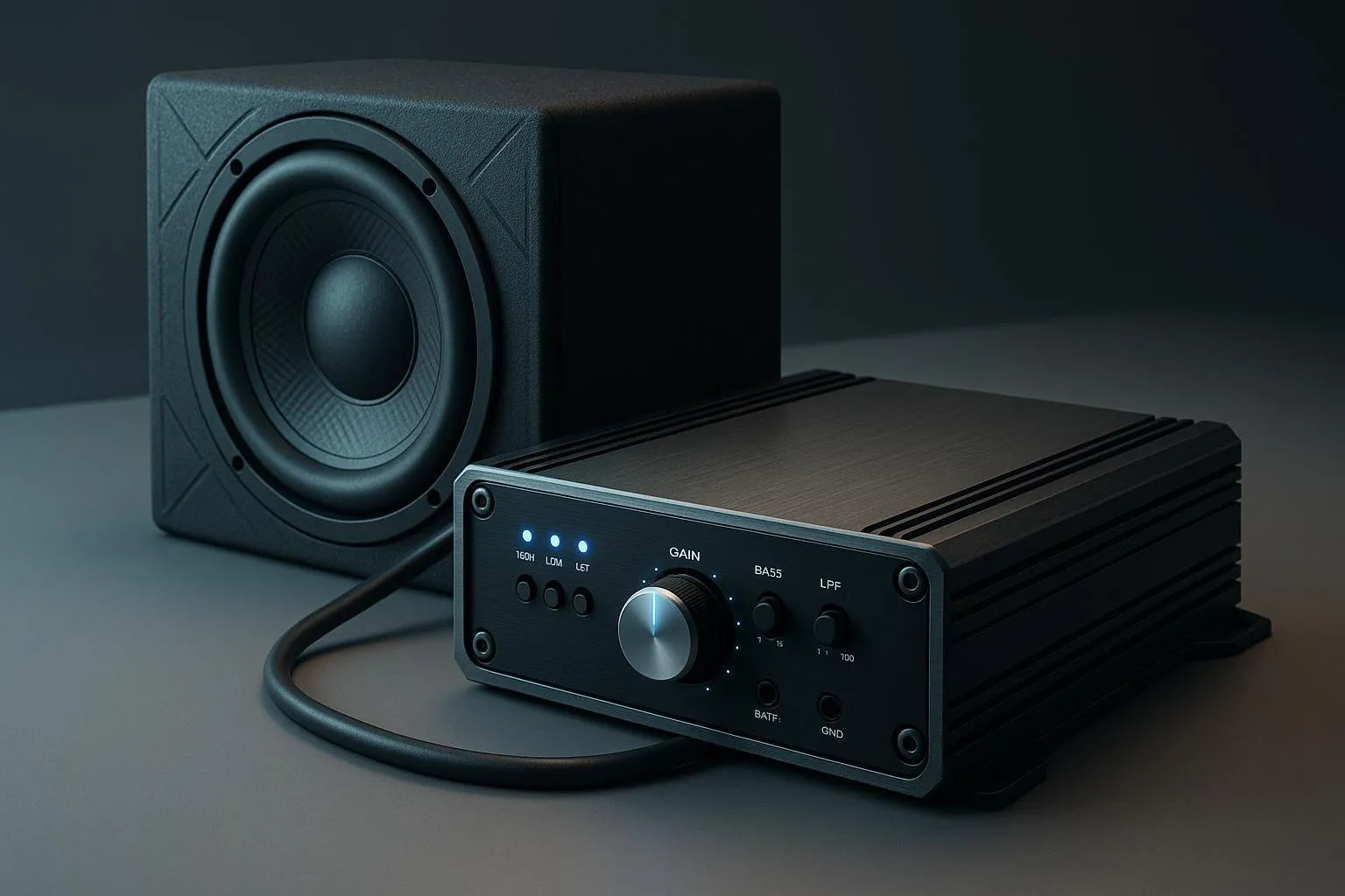 Kaip nustatyti stiprintuvo gain subwooferiui