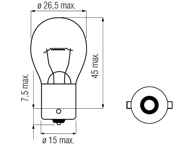 Bosma lemputė BA15s, 18W, 25X47 Įtampa: 6 V