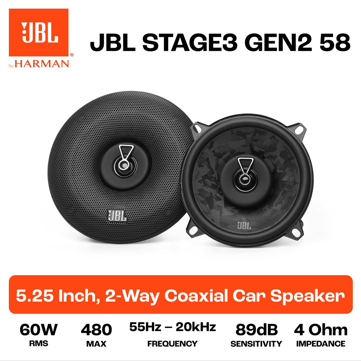 JBL, STAGE3 58, GEN2 13 cm 2-juostų koaksialiniai garsiakalbiai