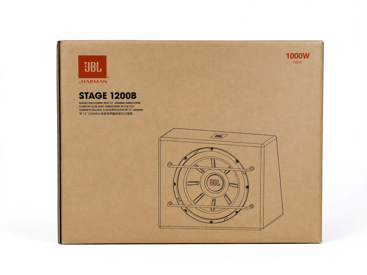 JBL, STAGE 1200B žemų dažnių kol. su dėže - Dėžės vaizdas su žemų dažnių kolonėlės brėžiniu