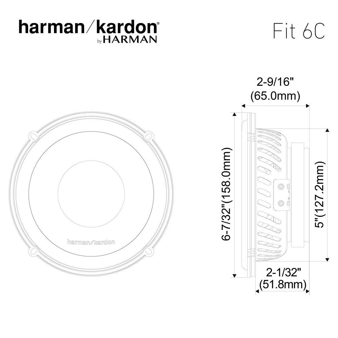 Harman Kardon, FIT 6C, 16.5 cm / 6.5" 2-juostų komponentiniai gars
