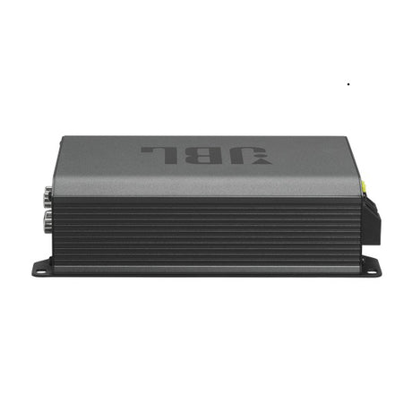 JBL, STAGE GT 60041, 4-kanalų, 4x65W,  automobilinis garso stiprin - Šoninis profilis, jungtys, logotipas ant korpuso