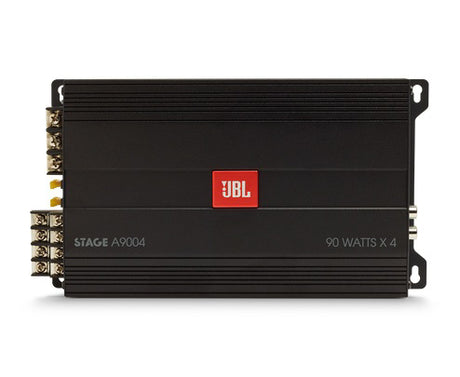JBL, STAGE GT 90041, 4-kanalų, 4x90W,  automobilinis garso stiprin - Jungtys ir logotipai iš šono